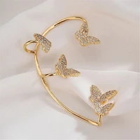 women fashion zircon geometric fake piercing butterfly ear cuff earrings ear wrap