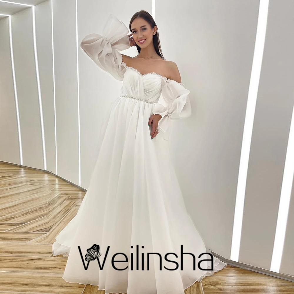 

Weilinsha Empire Sweetheart Organza Bridal Gowns for Women Beaded Belt 2022 New Elegant Wedding Dresses Summer Robe De Mariée