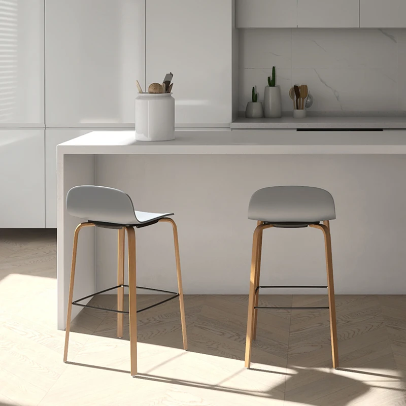 

Plastic Wooden Counter Bar Chair Nordic Outdoor Portable Library Relaxing Bar Stools Vanity Party Sgabello Cucina Furnitures