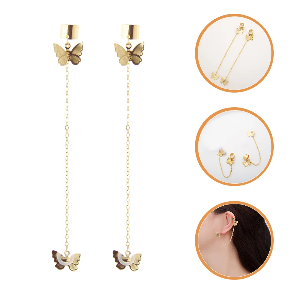 

1 Pair Anti-lost Earrings Butterflies Ear Cuffs Wireless Earphone Holder for