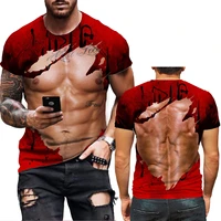 2022 mens t shirt funny muscle pattern print t shirt summer round neck cool oversize muscle streetwear clothing tshirt men
