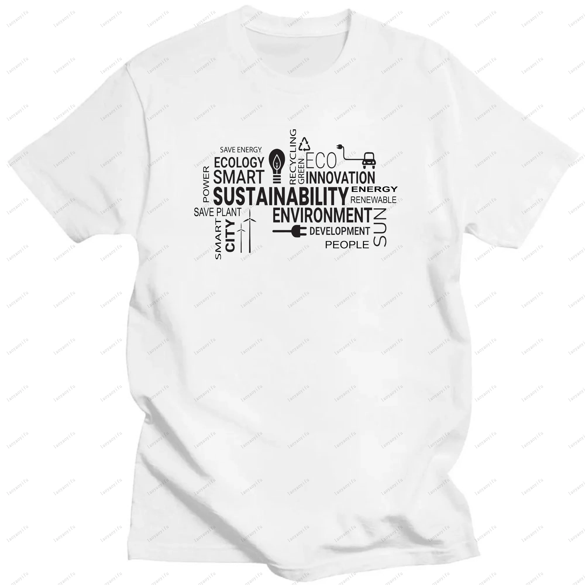 Мужская дышащая футболка с принтом для защиты окружающей среды удобная и модная