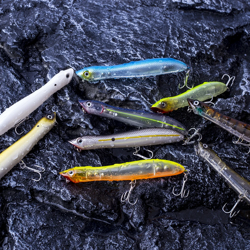 CCLTBA Hard Plastic Popper Fishing Lures 12cm 17.8g Float Snakehead Topwater Popper Bait Walk the Dog Rattle Wobble Bass Lure