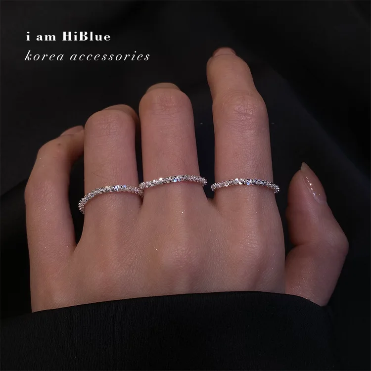 

French Vintage Simple Sparkling Ring Female Korean Simple Versatile Temperament Ring Junior High Sense Ring