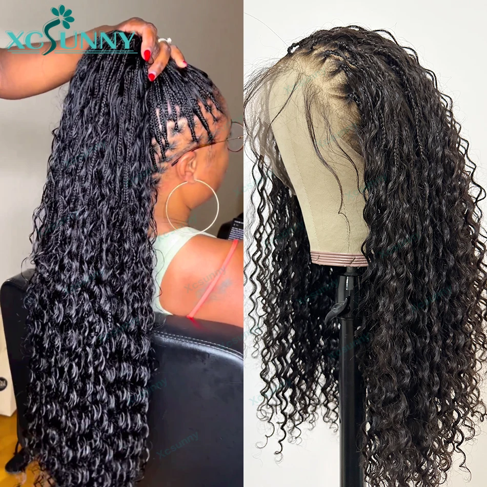 Плетеный парик на полной сетке человеческие волосы без узлов косички в стиле