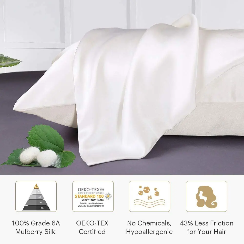 

100% Pure 16 Momme Mulberry Silk Bed Pillowcase Natural For Hair And Skin Luxury 1 Pack Cheap Pillow Case