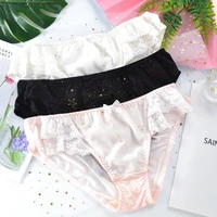 leechee bronzing lace ice silk plump buttocks women briefs summer cool star pattern female panties cute style girl underwear