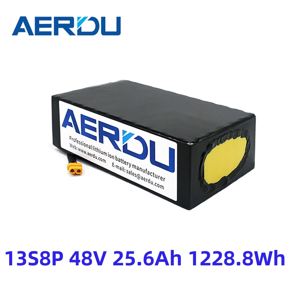 

AERDU 48V 54.6V 25.6Ah 1228.8Wh 18650 Lithium Battery Pack for Electroc Bicyle Ebike Scoote Heelchair Golf Cart With 30A BMS MH1