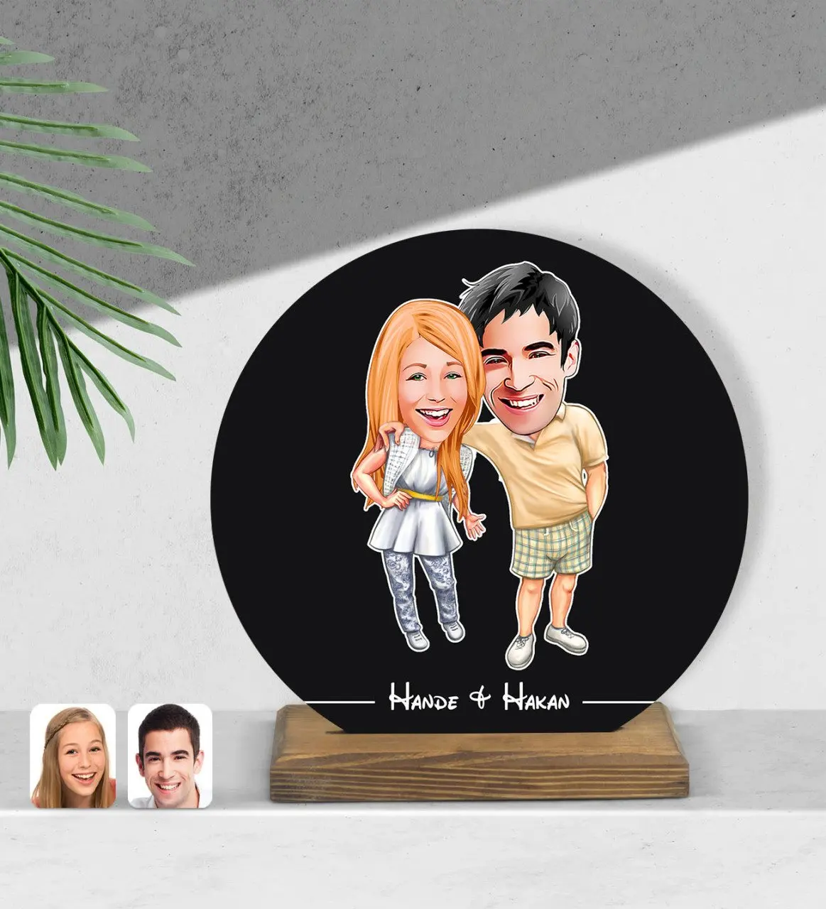 

Personalized valentines cartoon round wooden Biblo-98