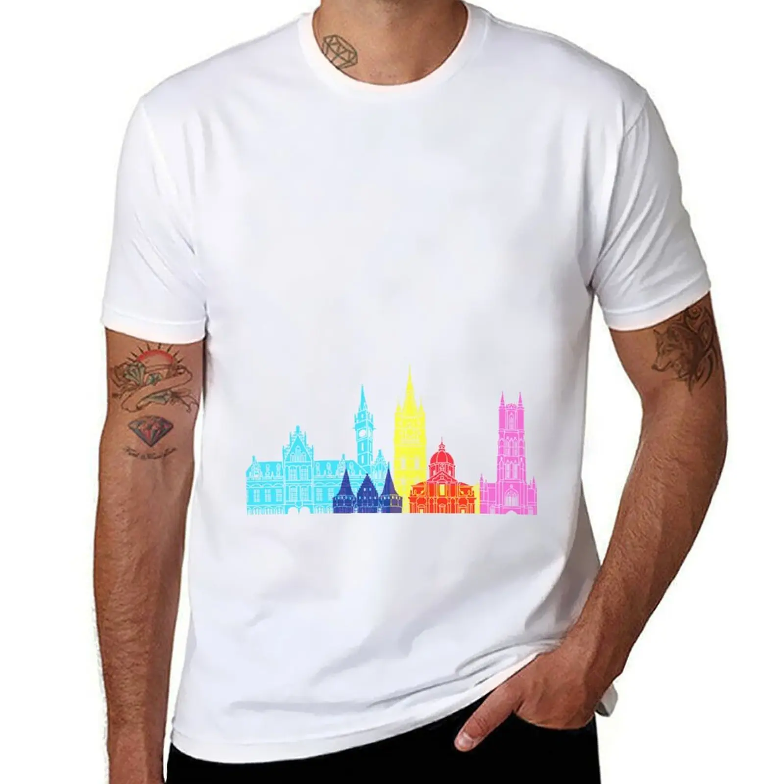 Ghent skyline поп-футболка мужская одежда быстросохнущие мужские футболки с