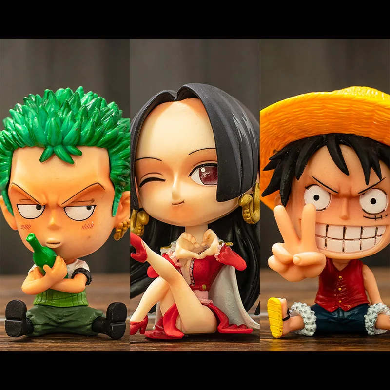 

9cm Q Anime One Piece Luffy Zoro Nami Sanji Robin Boa Hancock Doflamingo Ace Sabo Action Figure Toys Collection Model Doll Gifts