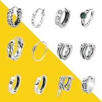 stud hoop earrings 100 925 sterling silver jewelry wholesale for women men trendy geometric retro smile smiley stars zipper
