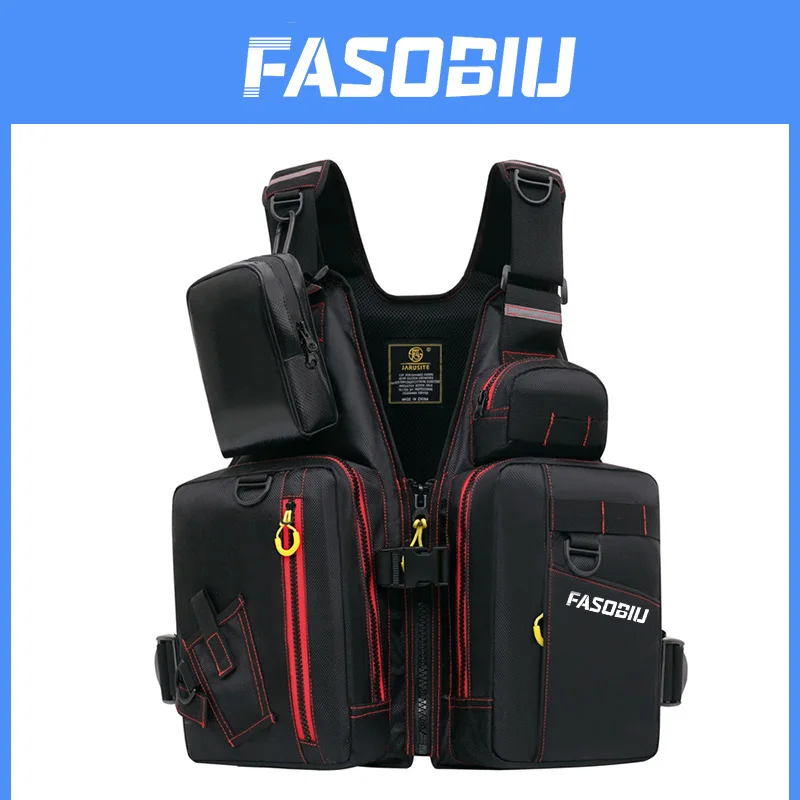 

FASOBIU Fishing Vests Life Jacket Buoyancy Suit Portable Adult Professional Waterproof Sea Fishing Travel Multi-Pockets Vest