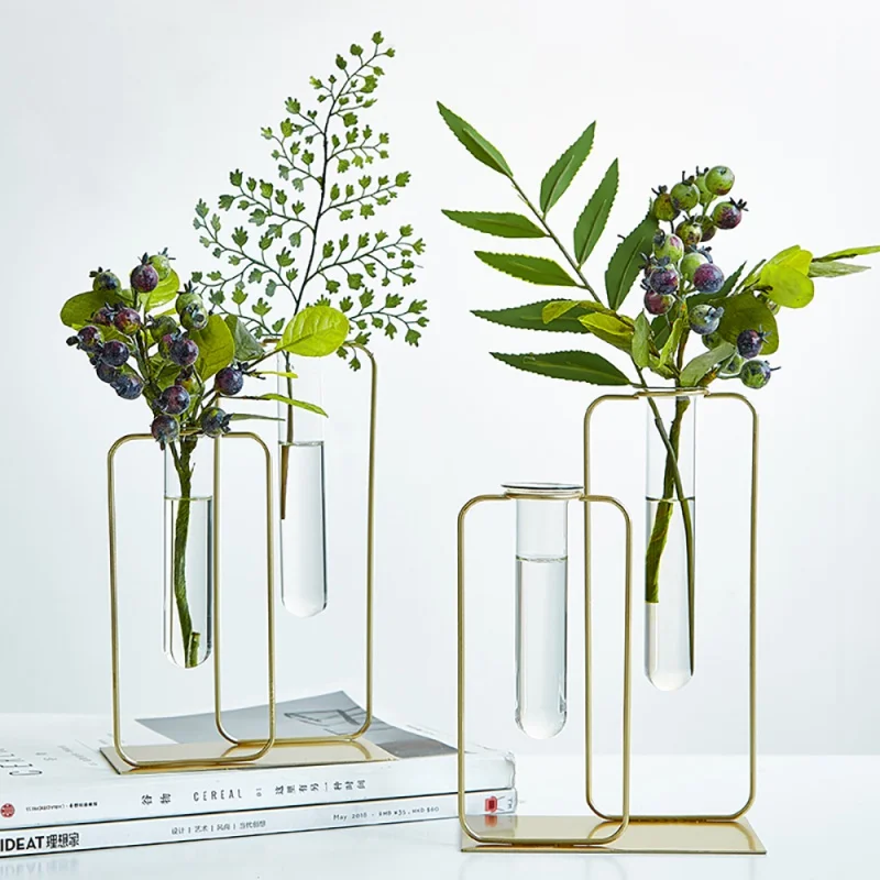 

Vases for interior Terrarium Iron Line glass vase home decoration accessories Nordic Hydroponic Plant Vase Office Desktop Modern