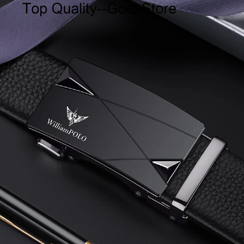 VANNANBA Mens Ratchet Fashion Belt Automatic Buckle Leather Designer Belts for Men,with Gift Box