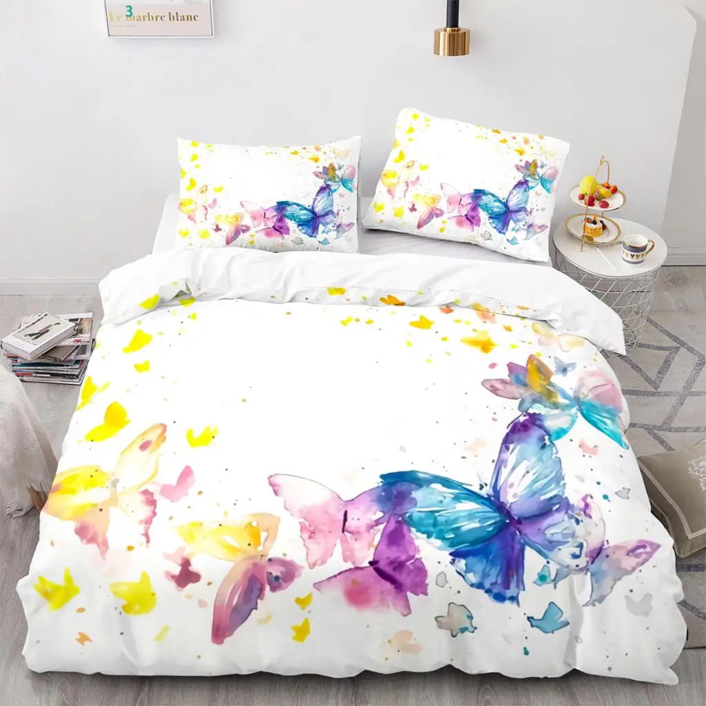 

Set Single Twin Full Queen King Size Elf butterfly Bed Set Aldult Kid Butterfly girl Bedding Bedroom Duvetcover Sets 3D Print 03