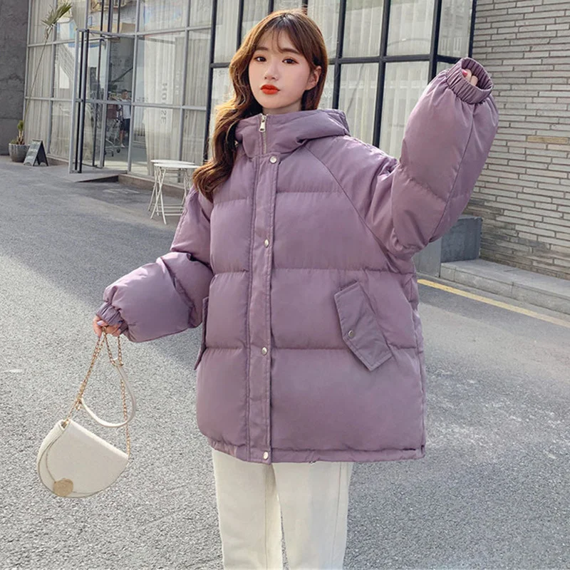 Fashion Warm Womens Jacket Hooded Coats Women Loose Cotton Padded Jackets Winter Casual Parka Ladies Outerwear Casacos Feminino