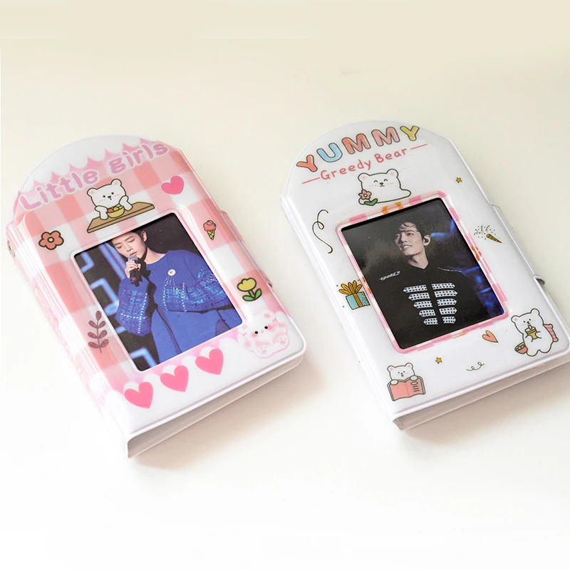 

Cartoon Bear Photo Album 3 Inch Photocard Holder Kpop Idols Card Binder Collect Book 28 Pockets Name Card Book Polaroid Album