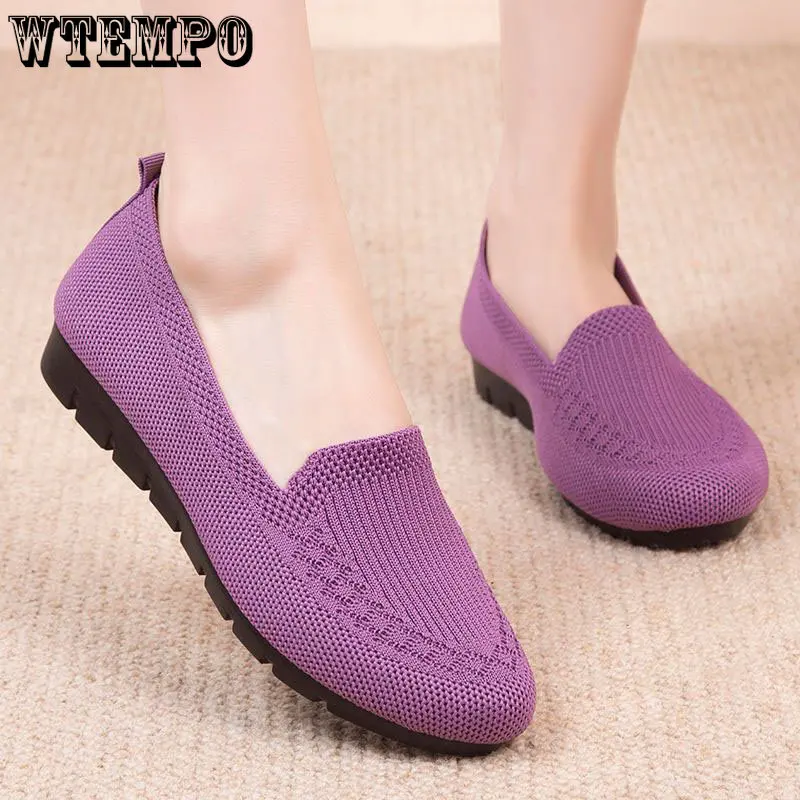 WTEMPO Women Summer Mesh Breathable Flat Shoes Ladies Comfort Light Sneaker Casual Slip on Loafers Spring Summer Dropshipping