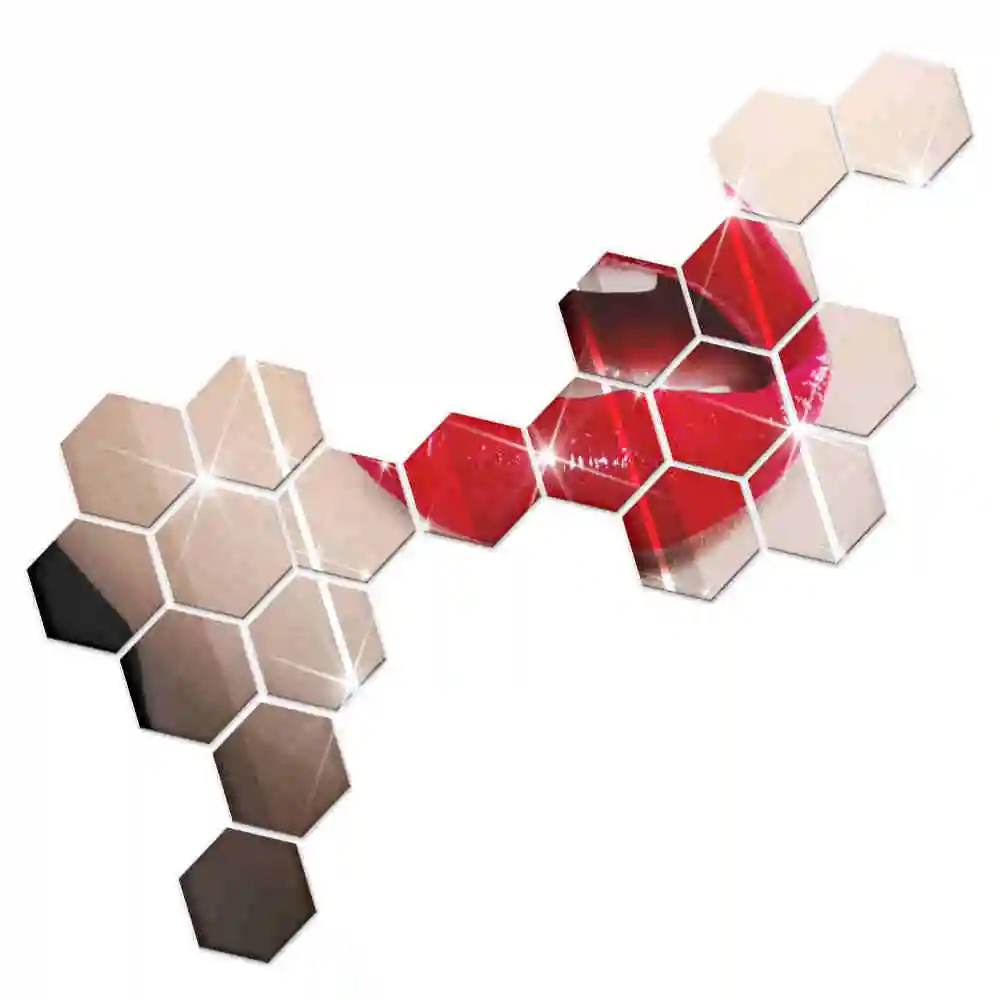 

Modern Decorative Hexagon Decal DIY Sticker Selfadhesive Removable Safety Bedroom Tiles Bathroom Geometric Mirror Home 12pcs