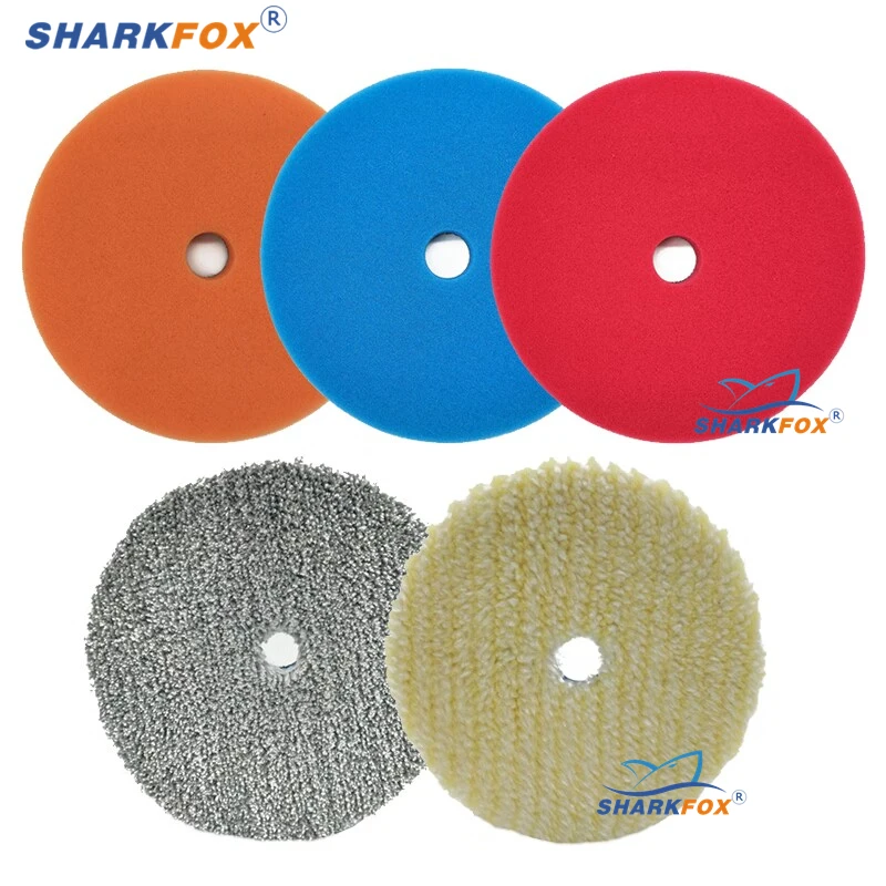 

Набор шерстяных полировальных накладок Sharkfox 5 шт., автомобильная губка 5 дюймов (125 мм) для полировки воском DA/RO/GA
