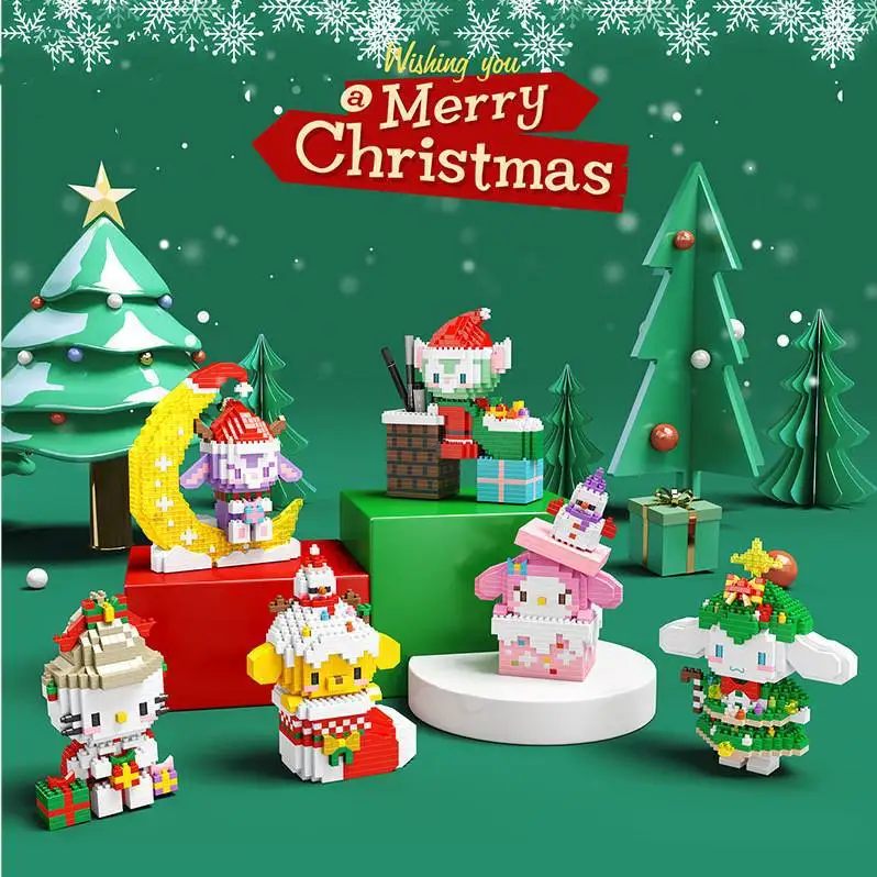 

Creative Sanrios Christmas Series Mini Puzzle Blocks Cartoon Cinnamoroll Kuromi Kid Handmade DIY Toys Personalized Desktop Decor