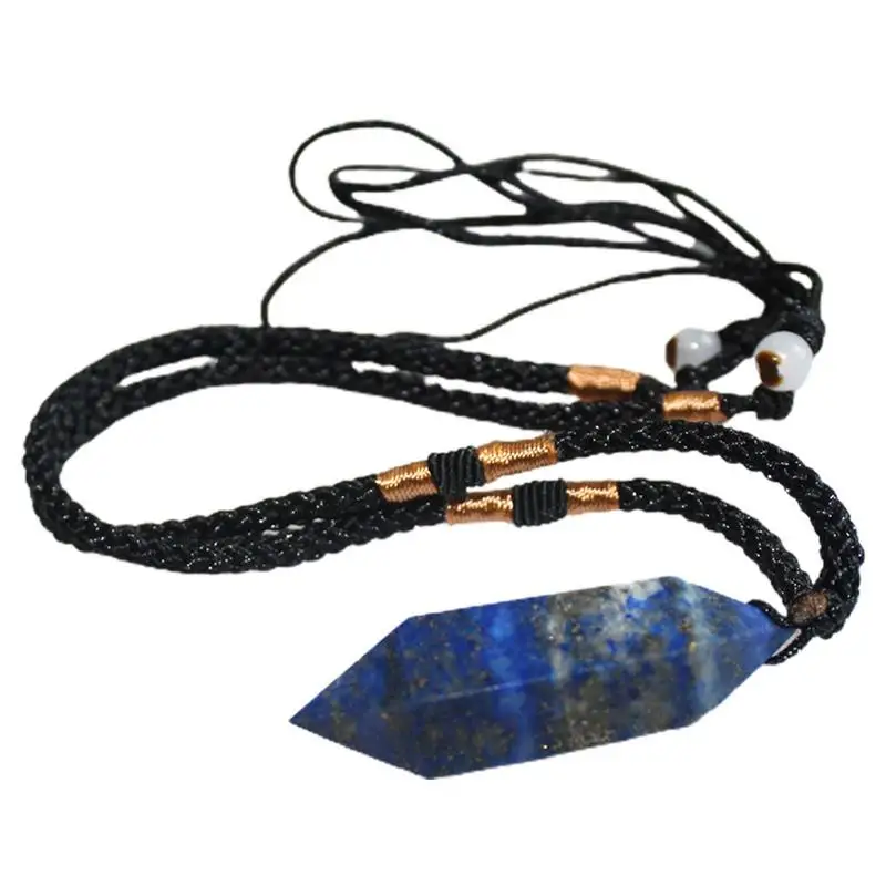 

Lapis Lazuli Crystal Necklace Natural Blue Quartz Stone Pendant Hexagonal Healing Crystal Gemstone Spiritual Necklace For Women
