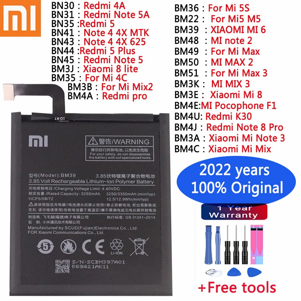 

Оригинальный аккумулятор Xiaomi Redmi 3 3S 3X 4X 4A 5A 6 6A 4 5 6 Plus 7 8 9 9S Pro K30 8 Lite Mi5 Mi6 Mi8 Mi4C Mi5S Plus Mix2 Mi max2