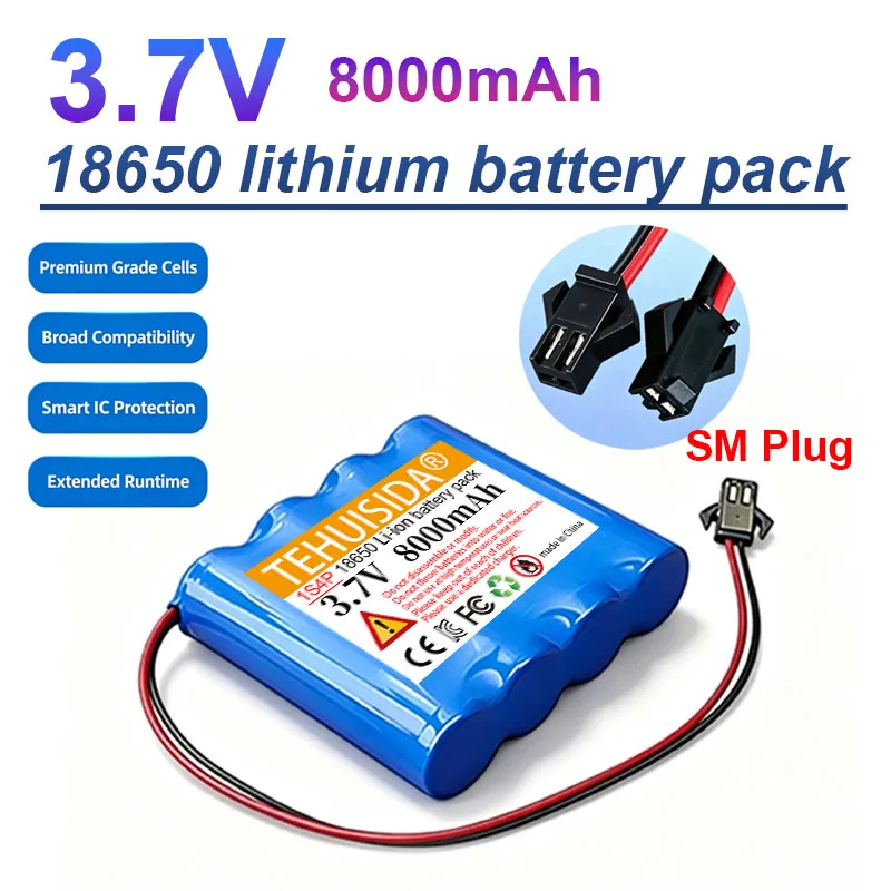 Фото Новый аккумуляторный блок 18650 3.7V 8000mAh 4P Li-Ion для игрушек, косметических приборов, умных устройств, роботов-пылесосов, детекторов, с разъемом SM XH2.54 и встроенной BMS №3
