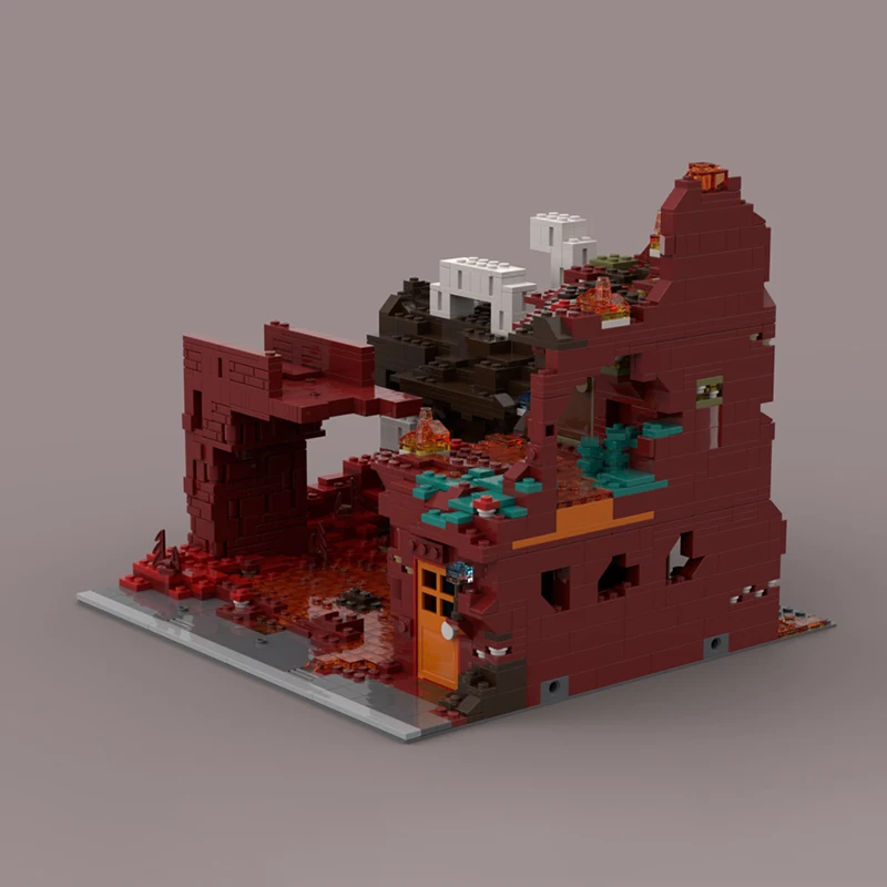 Фото 2230 деталей MOC Модульные здания: Модульное здание Нетера - Модель Лавового озера, Архитектурный конструктор, Подарок на Рождество, Поделка №2