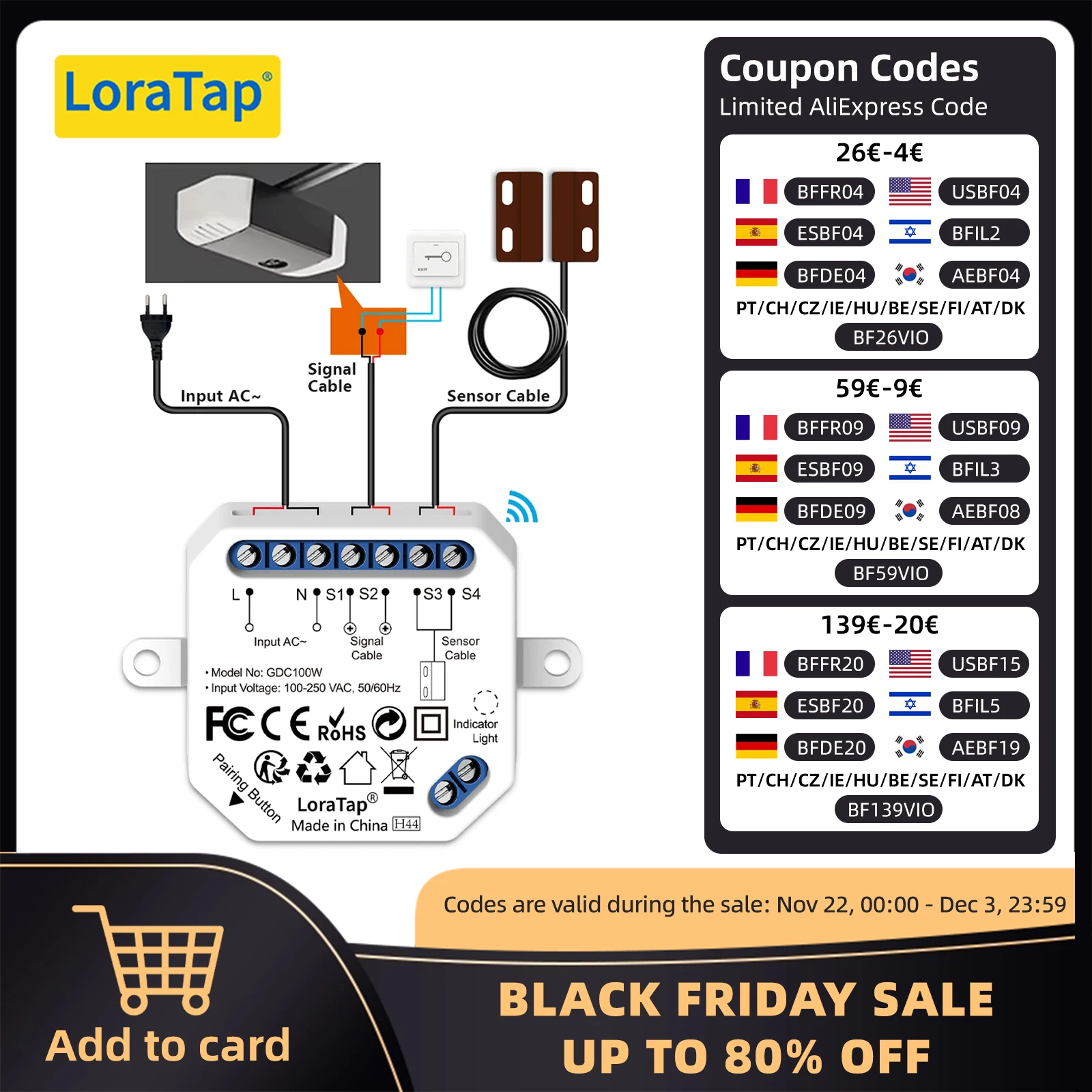 

LoraTap Wi-Fi контроллер для гаражных ворот