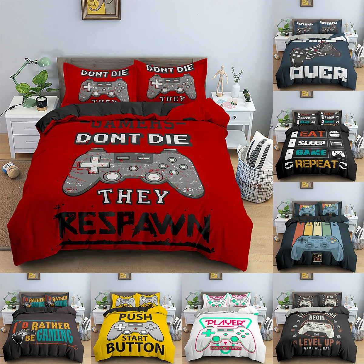 Комплект постельного белья из 2/3 предметов игровой контроллер рисунок