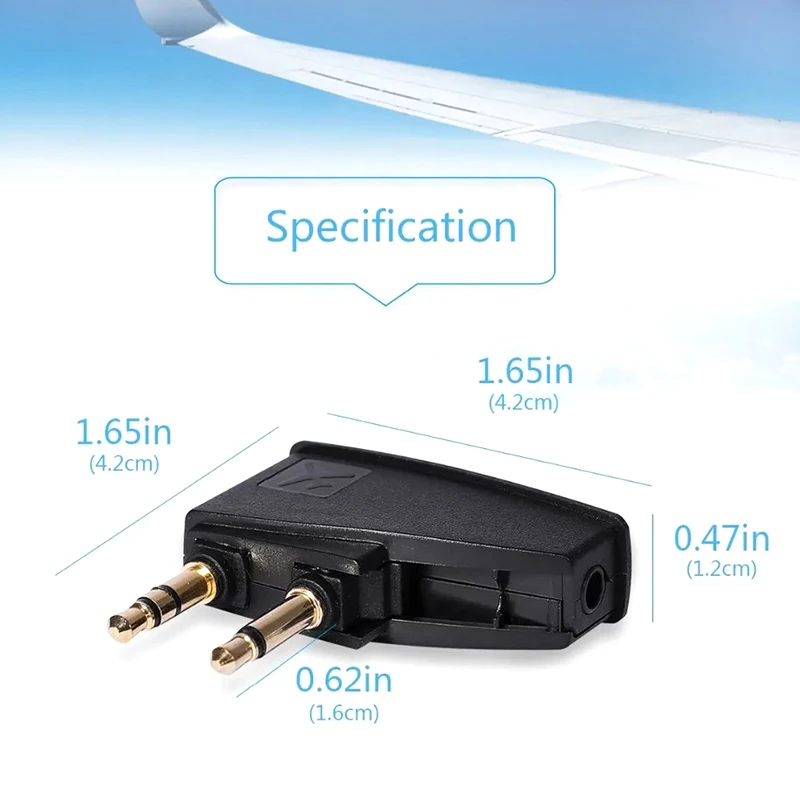 Адаптер 3,5 мм для стереонаушников Airplane Airline Flight, совместимый с моделями 700, QC45, QC35, QC3, QC25, QC20, QC2, QC15, OE2, OE2I, AE2, AE2I, AE2W (art.: 3920db1cd561e) - 3920db1cd561e