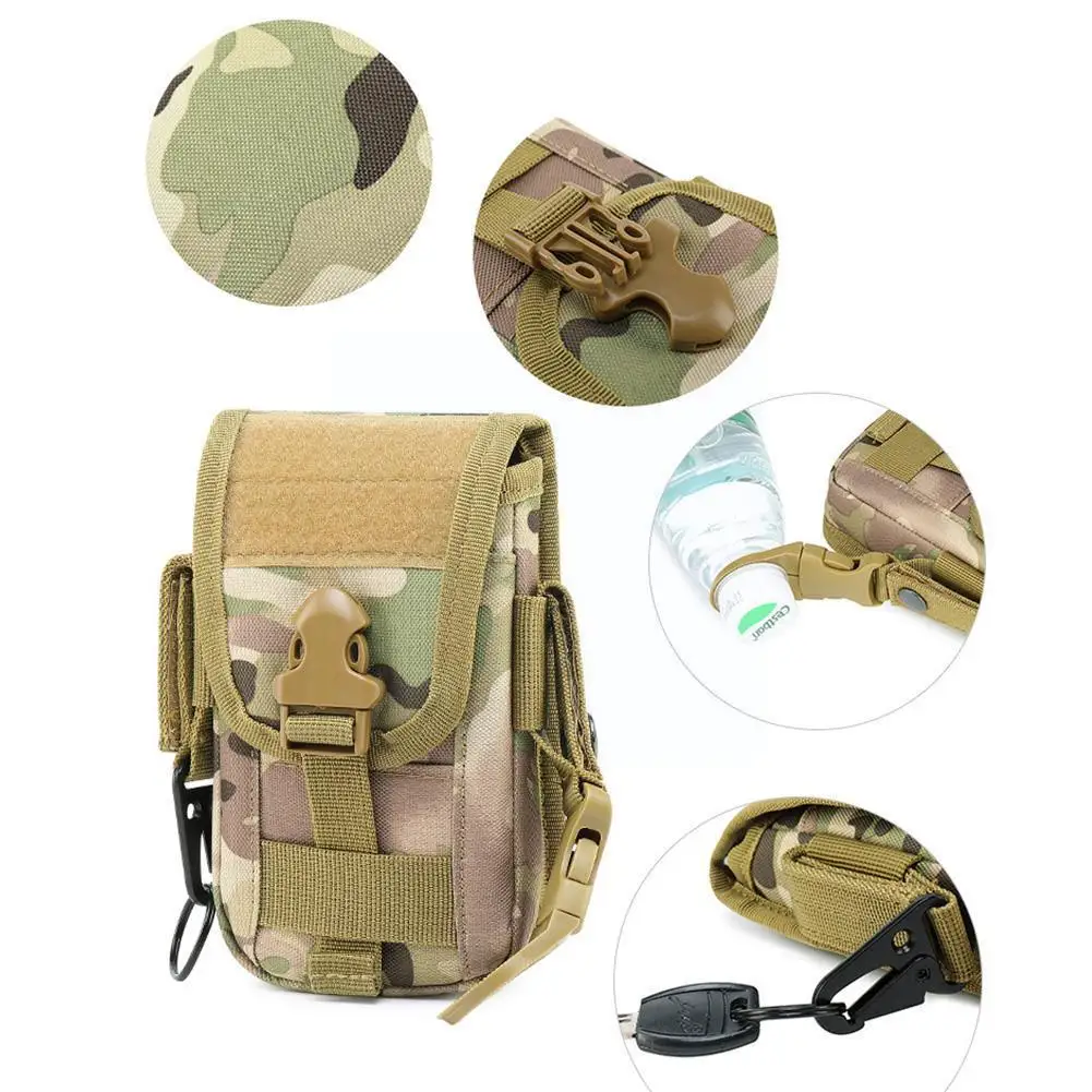 Tactical Nylon Phone Holster Outdoor Belt Waist Bags Card Bag Multi-function Travel Mini Running Bag Vest Pack Utility Q4V4