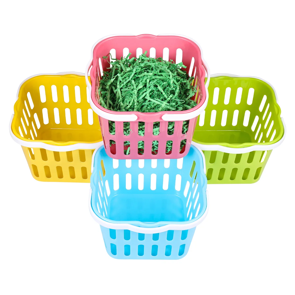 

4pcs Favor Bags Handle Basket Egg Basket Square Basket Buckets for Kids
