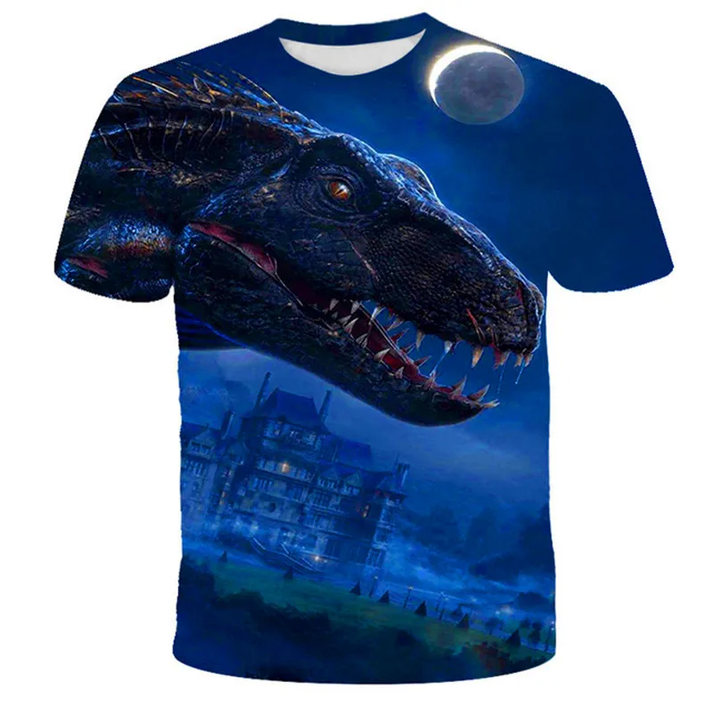 Весна-лето 2022 Детская футболка с рисунком динозавра футболки короткими рукавами