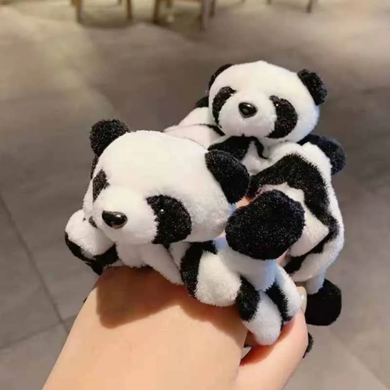 

Lovely Velvet Plush Panda Scrunchies Hair Ties Rope Girls Cute Animal Rubber Band Kids Elastic Ponytail Holder Hair Accessories