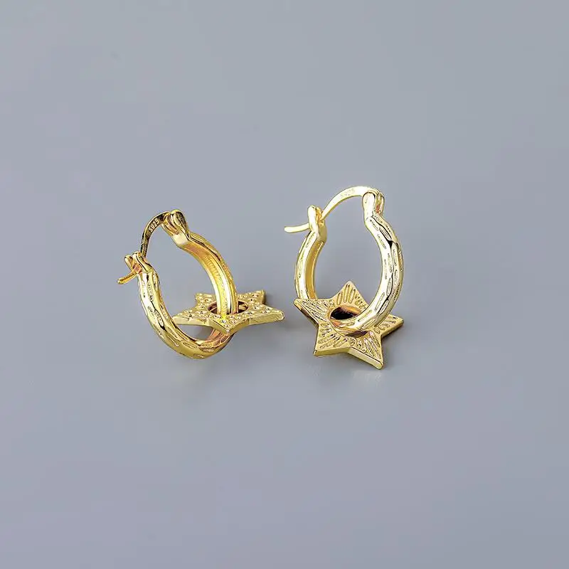 Женские Серьги-кольца Серебристого Цвета С Крестом Звездой Луной И Кубическим