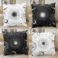 sun moon throw pillow white black cushion cases psychedelic patterns pillows case astrology sofa couch decorative throw pillow