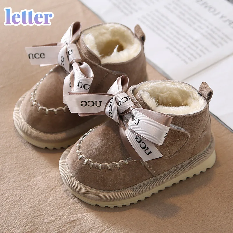 

Baby Cotton Shoes Winter Children Snow Boots Fashion Girls Ankle Boots Fleece Warm Toddler Shoes for Kids