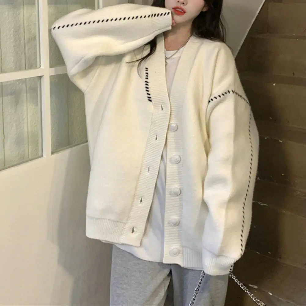 

Women Spring Coat Stylish Women's V-neck Sweater Coat Soft Knitted Cardigan for Autumn Outwear Fashionable Comfortable for Women