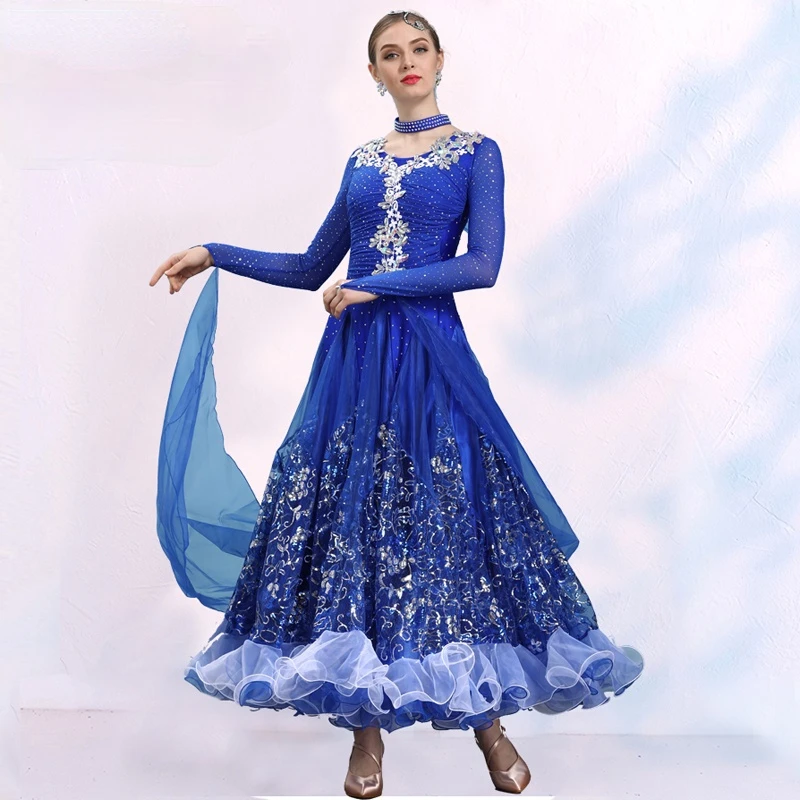 

Modern Ballroom Dance Dress Performance Sequin National Standard Dance Competitio Costumes Tango Waltz Rumba Clothing for Stage