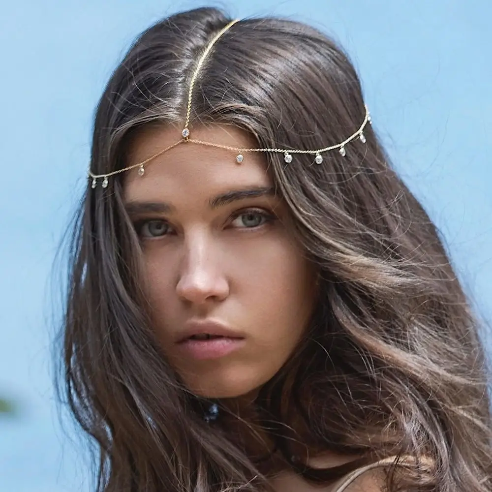 

New Hair Jewelry Crystal Wedding Women Headpiece Bohemia Headband Head Chain Boho Headdress