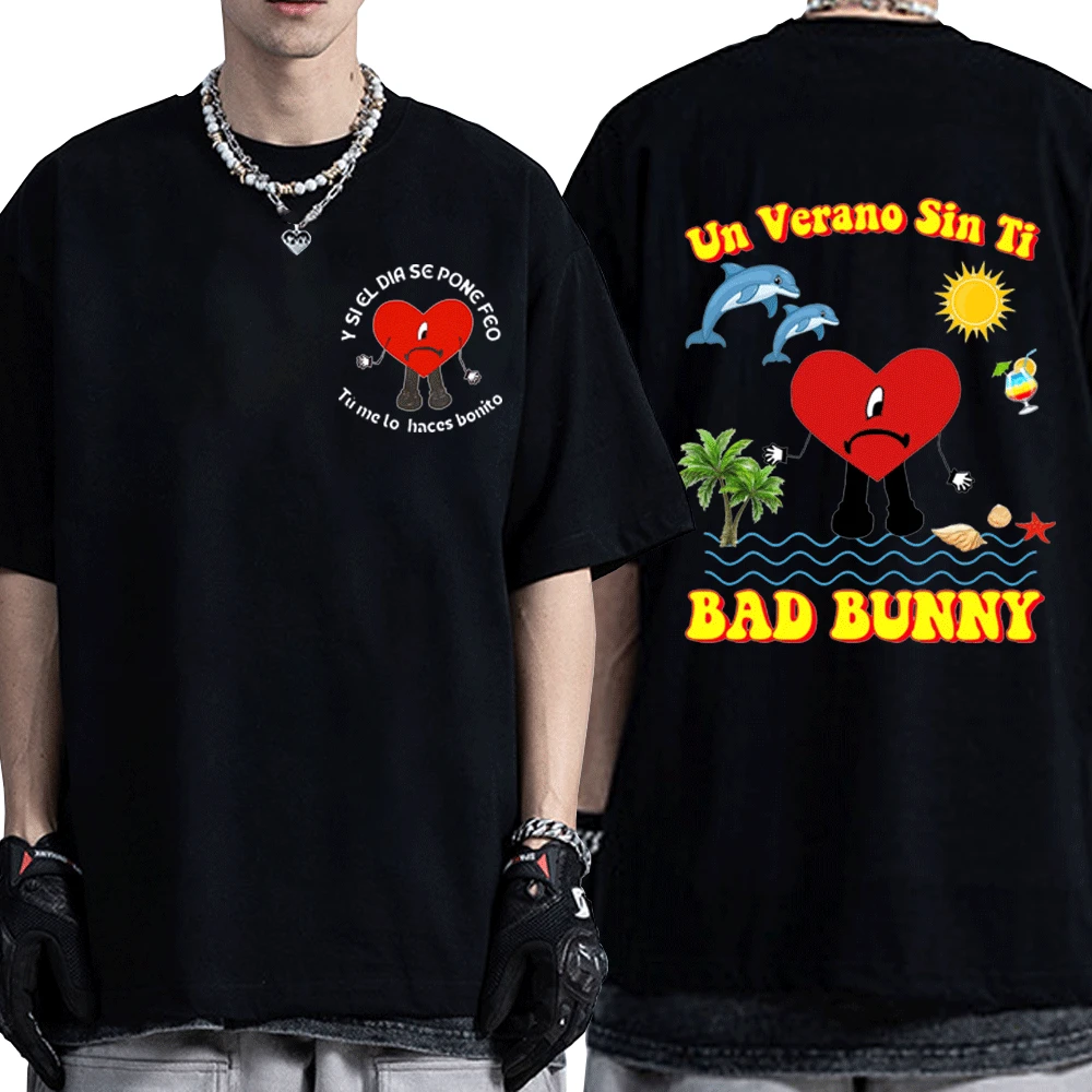 

Bad Bunny UN VERANO SIN TI Music Album Double Sided Graphics T Shirt Unisex 2022 New Fashion Hip Hop T-Shirts Streetwear Tees