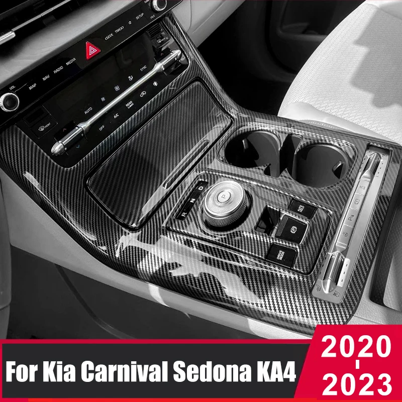 

For Kia Carnival Sedona KA4 2020 2021 2022 2023 2024 Car Center Console Water Cup Holder Frame Cover Trim Stickers Accessories