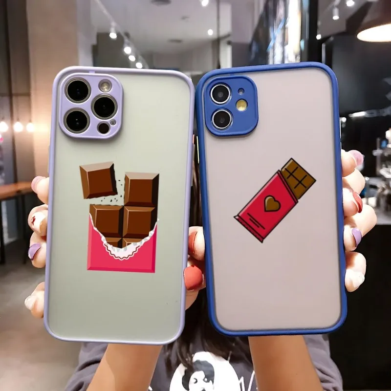 

Chocolate Phone Case Matte Translucent For IPhone Apple 12Pro 13 11 Pro Max Mini Xs X Xr 7 8 6 6s Plus Se 2020 Cover