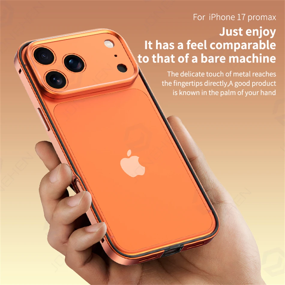 Фото Линза из сплава для iPhone Air 14 Plus 13 12 15 16 17 Pro Max, чехол-бампер, роскошная алюминиевая рамка Hybird Meatl + мягкая силиконовая сторона №3