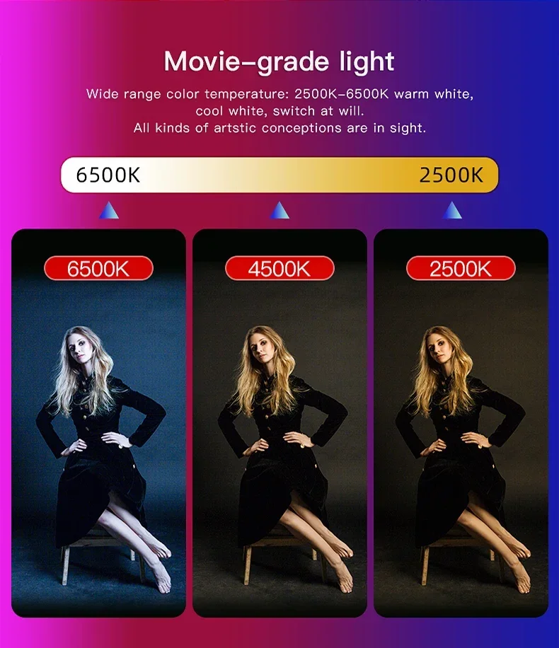Фотографическая лампа LUXCEO P8 RGB с управлением через приложение, 36000 цветов, 18 Вт, 1200 лм, для студийной съемки, YouTube, киносъемки, подводной фотографии (art.: 3920da718503b) - 3920da718503b