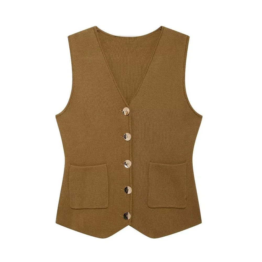 Женский трикотажный топ без рукавов с нашивкой