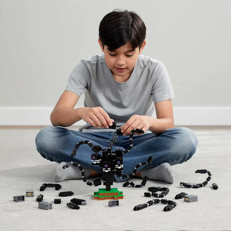 Фото Конструктор MOC Dark Chaos Storm Boss: Набор для сборки трехголового монстра из пиксельных блоков, модель для взрослых, подарок, игрушка для самостоятельной сборки №5